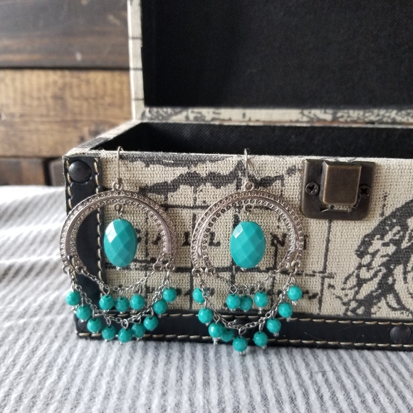 Jewelry - Turquoise & silver boho tribal earrings